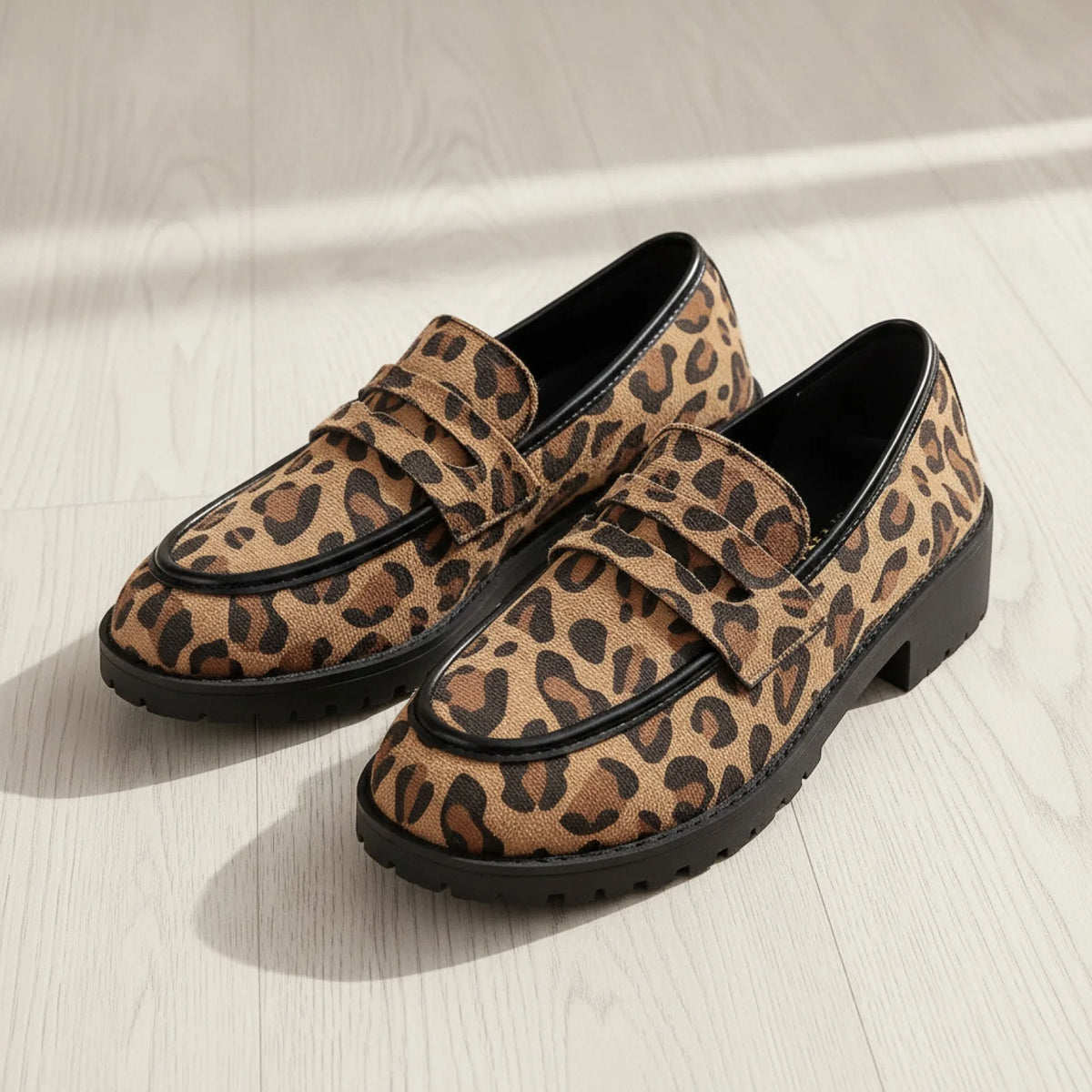 Mocassins Femme Imprimé Léopard Talon Carré - Signature