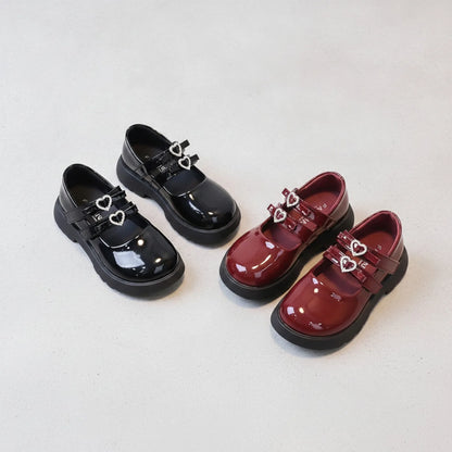 Mocassins Fille Vernis Scratch - Double Bride Cœur