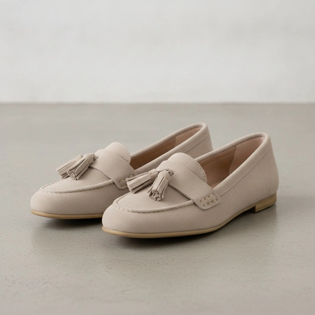 Premium Mocassins Daim Plat Femme Glands Élégants