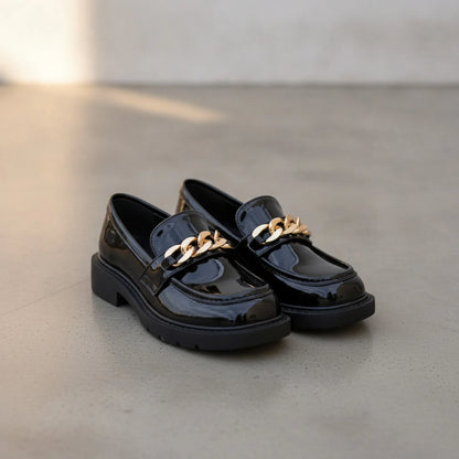 GlamKids Mocassins vernis fille chaîne dorée