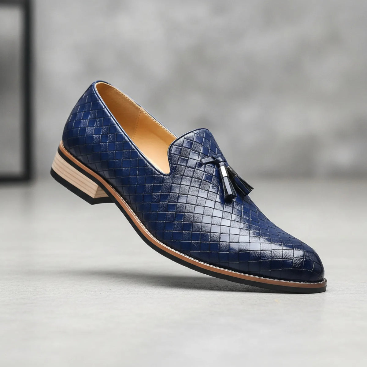 Mocassins Homme Simili Cuir Tressé, Glands Raffinés Pro