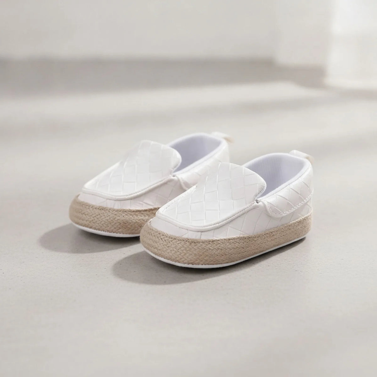 KC Mocassins bébé Garçon Cuir Végan Tressé Semelle Corde