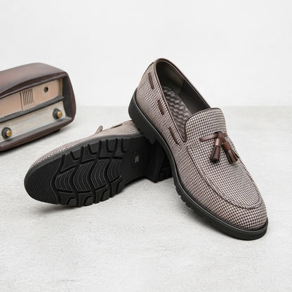 Nova Mocassins Glands Homme Carreaux Marron Blanc
