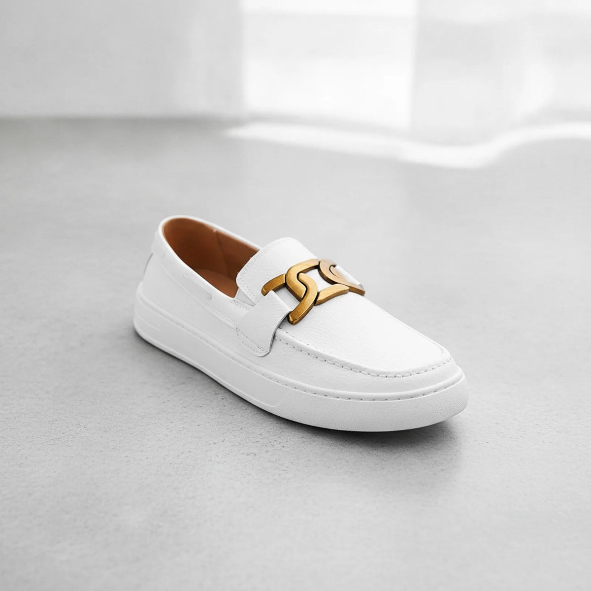 NovaLux Mocassins Homme Blancs Cuir Synthétique Élégant