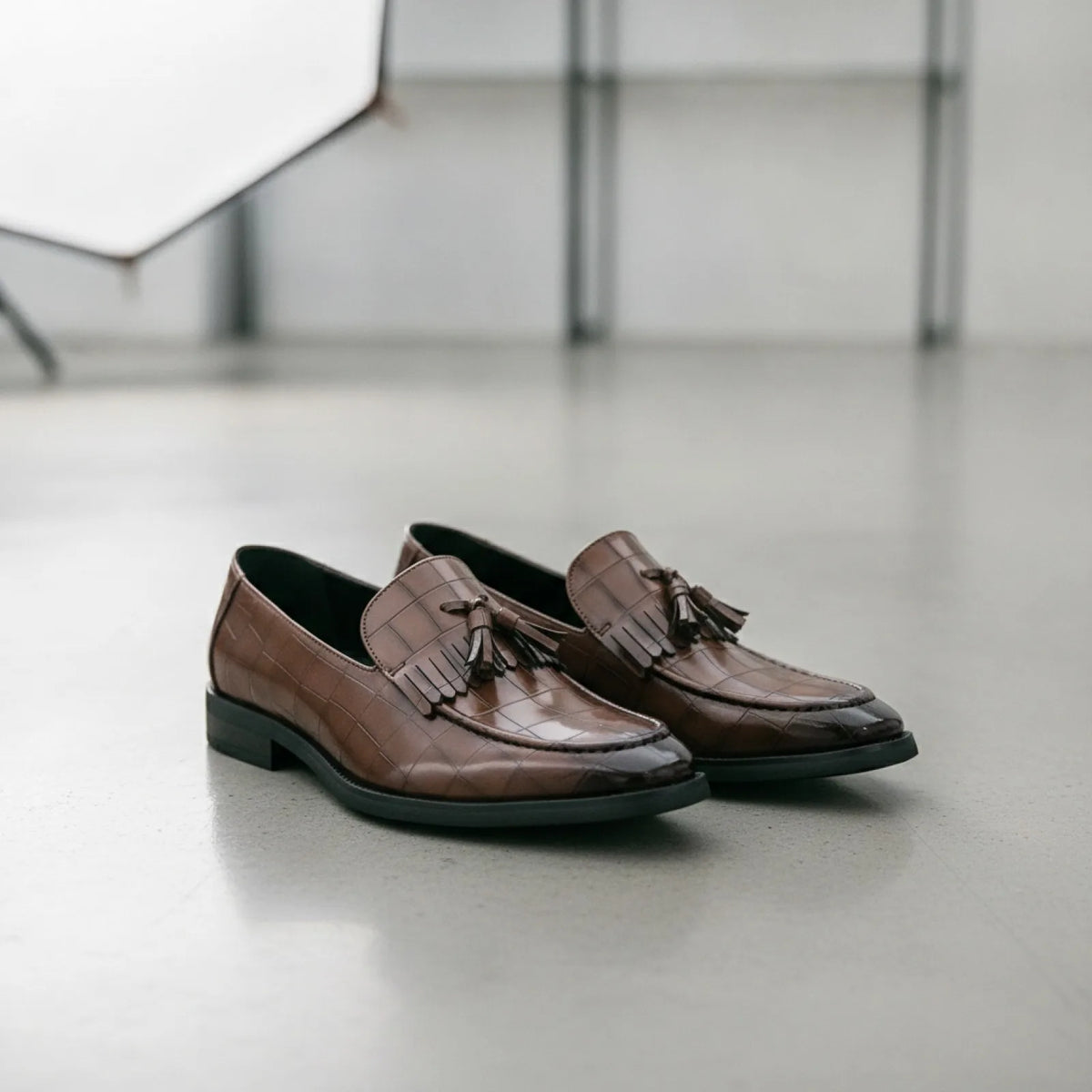 Nova Mocassins Homme Effet Croco Coloré Gland Similicuir