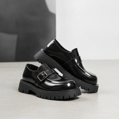 Élite Mocassins Homme Vernis Cuir Plateforme