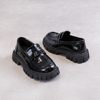 GlamKids Mocassins vernis noir garçon robustes