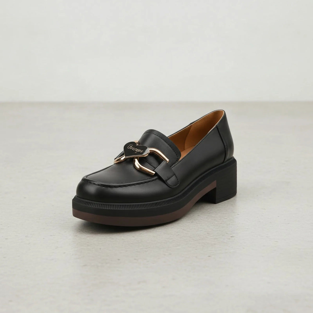 Mocassins Cuir Véritable TalonCarré SemelleÉpaisse Femme