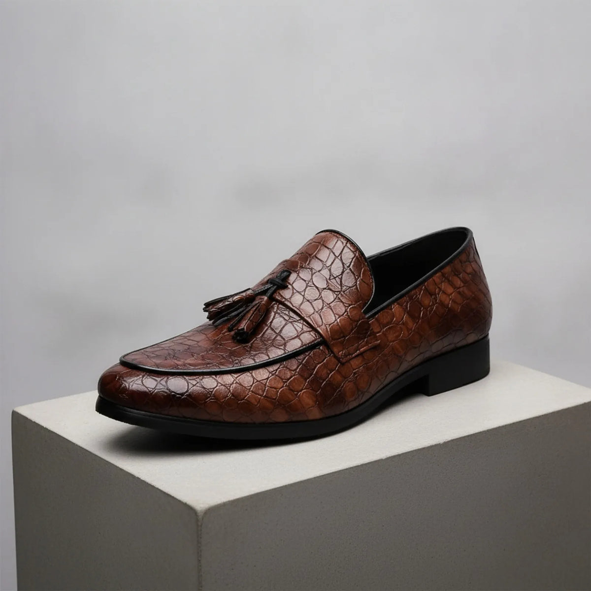 Mocassins Homme Cuir Véritable - Glands Motif Serpent