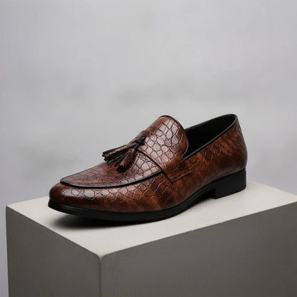Mocassins Homme Cuir Véritable - Glands Motif Serpent
