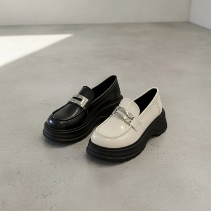 NovaBrand Mocassins plateforme bride argentée confort