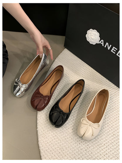Ballerines Plates Tabi Fendues en Cuir Végan Pour Femme