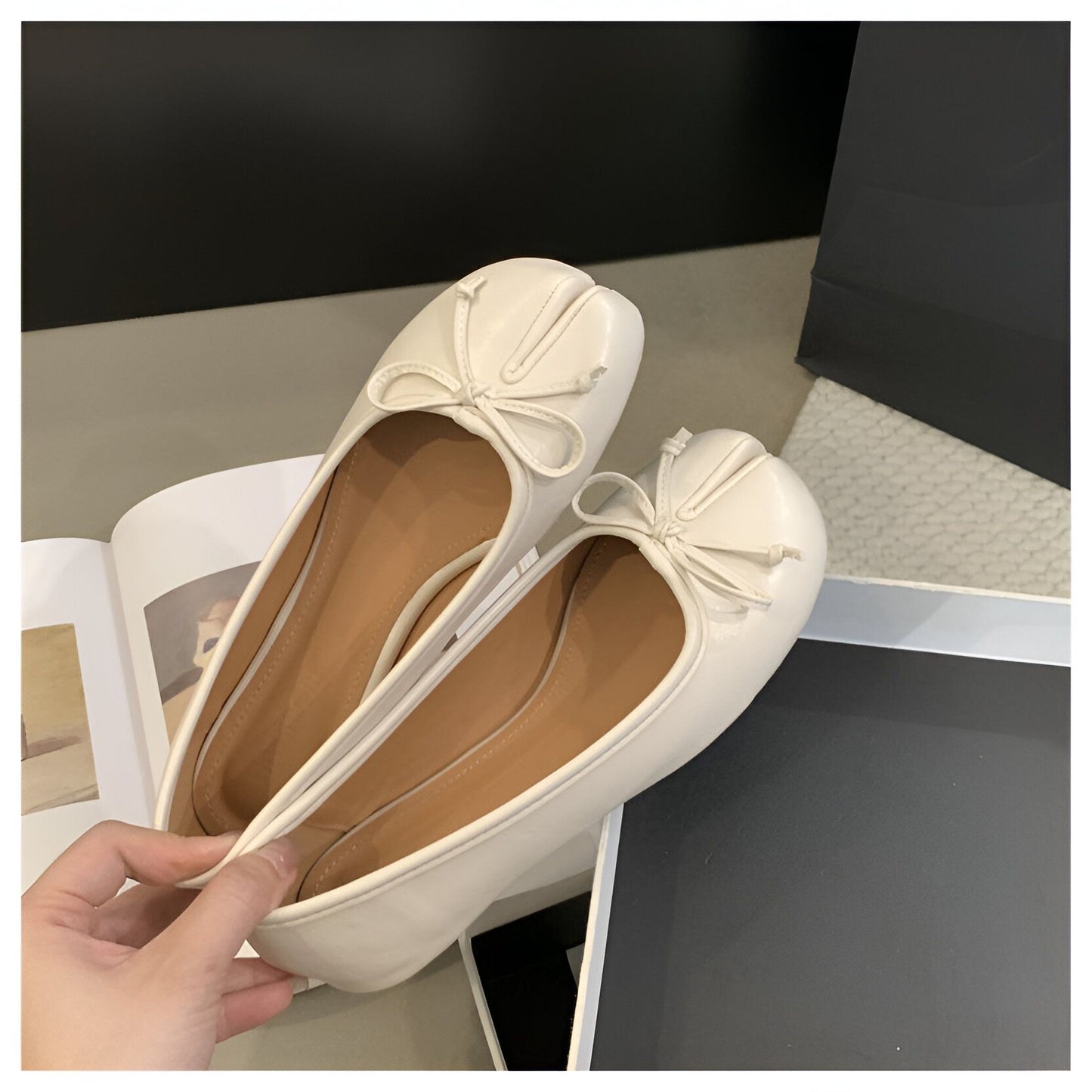 Ballerines Plates Tabi Fendues en Cuir Végan Pour Femme