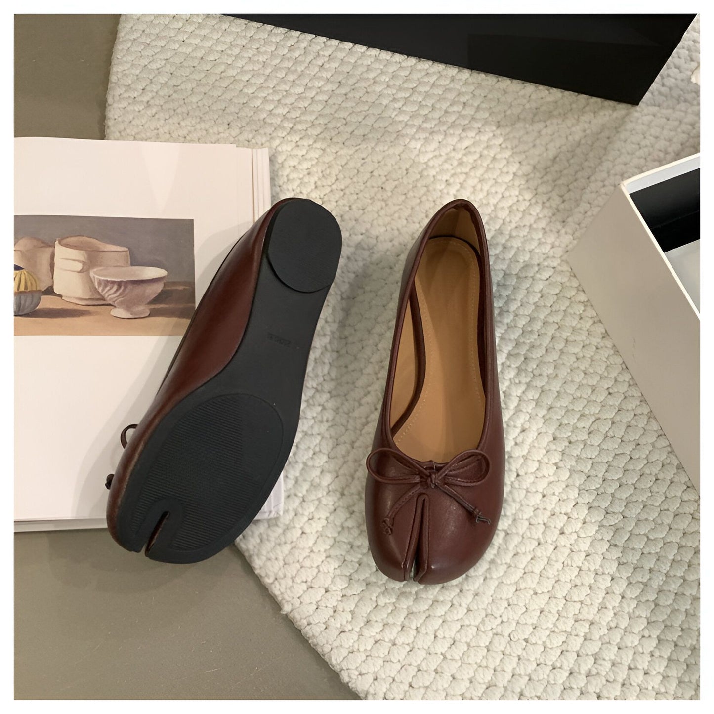 Ballerines Plates Tabi Fendues en Cuir Végan Pour Femme