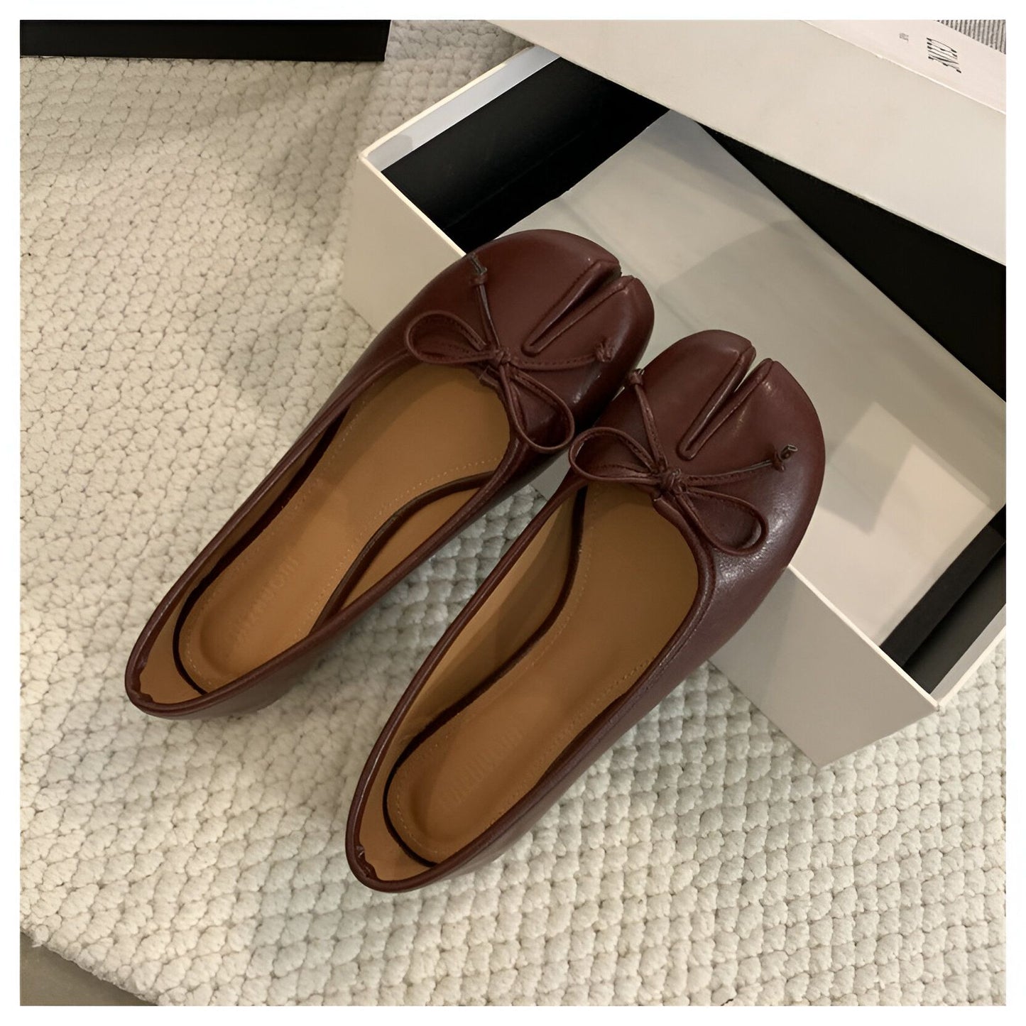 Ballerines Plates Tabi Fendues en Cuir Végan Pour Femme