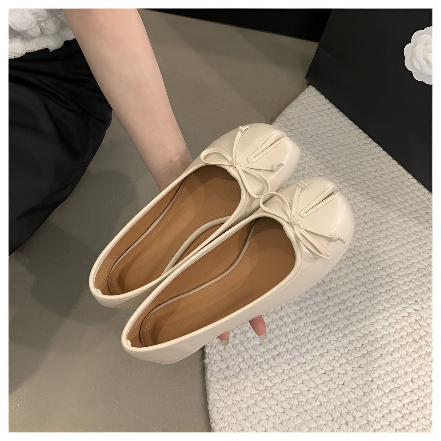 Ballerines Plates Tabi Fendues en Cuir Végan Pour Femme