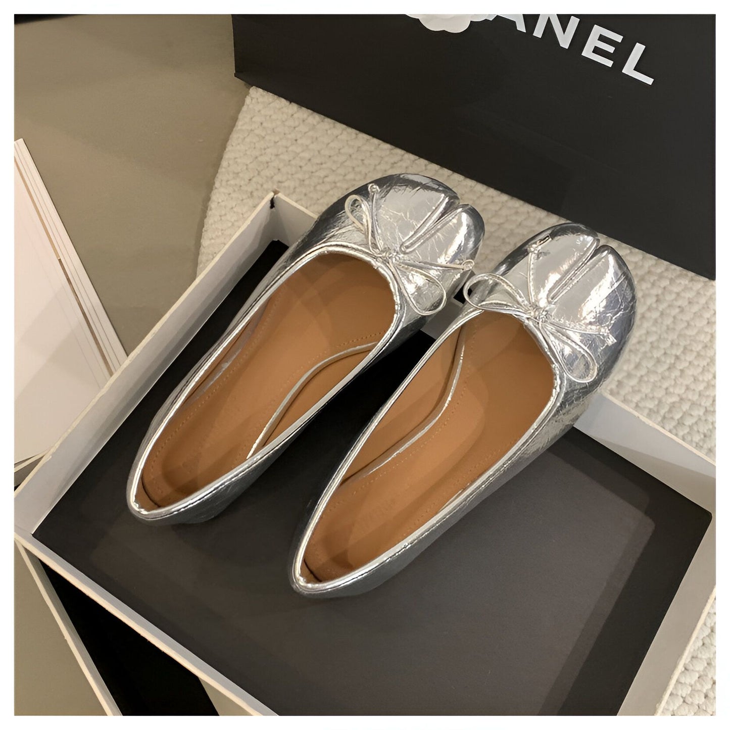 Ballerines Plates Tabi Fendues en Cuir Végan Pour Femme