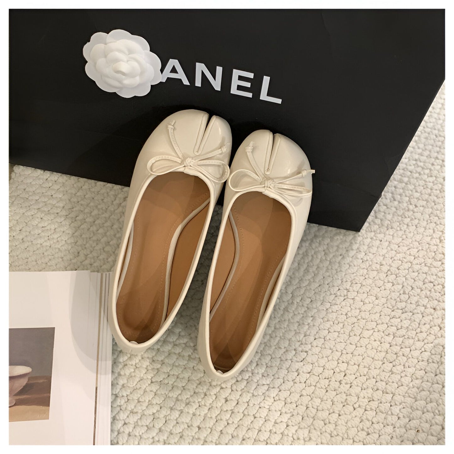 Ballerines Plates Tabi Fendues en Cuir Végan Pour Femme