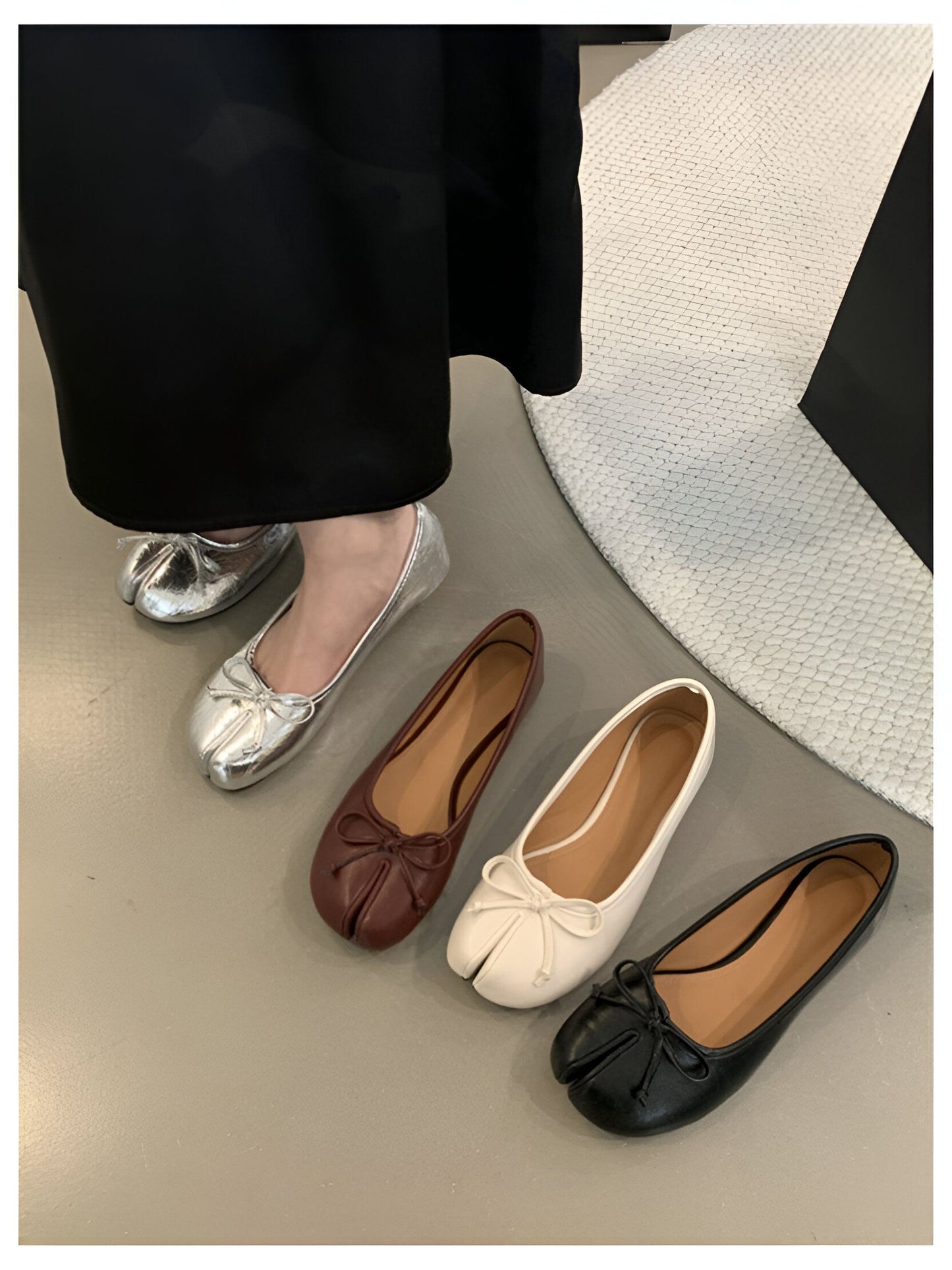 Ballerines Plates Tabi Fendues en Cuir Végan Pour Femme