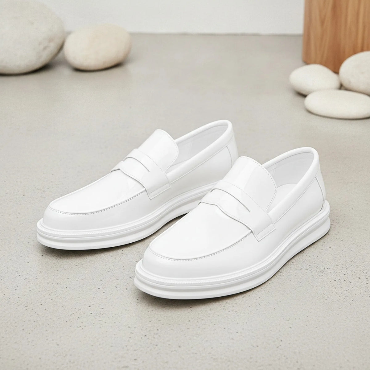 LuxeStep Mocassins Blancs Cuir Synthétique Homme