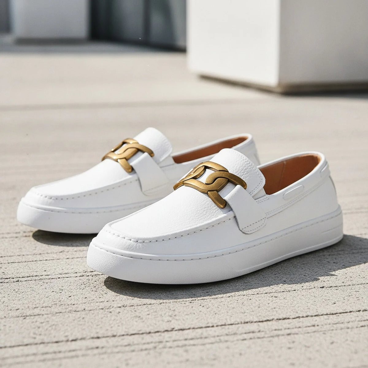 NovaLux Mocassins Homme Blancs Cuir Synthétique Élégant