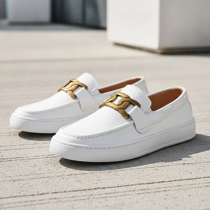 NovaLux Mocassins Homme Blancs Cuir Synthétique Élégant