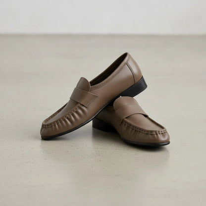 LuxeBrand Mocassins Rétro Cuir Souple Talon Carré