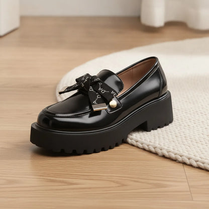 EleganceMoc Mocassins noirs plateforme noeud