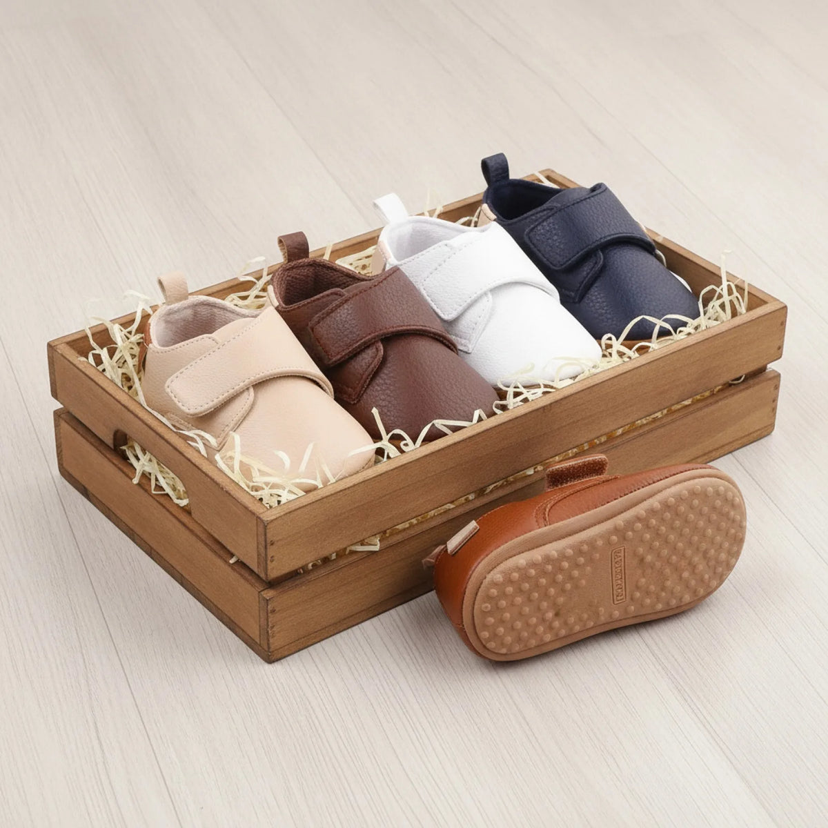 Mocassins Bébé Garçon – Simili Cuir, Antidérapante