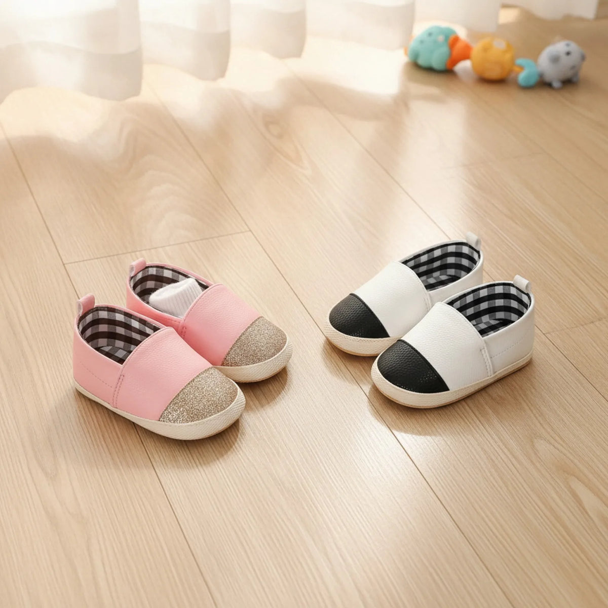 Kido | Mocassins Bébé Fille Bicolores Brillants Souples