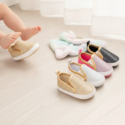Nova Mocassins bébé fille souples paillettes faciles