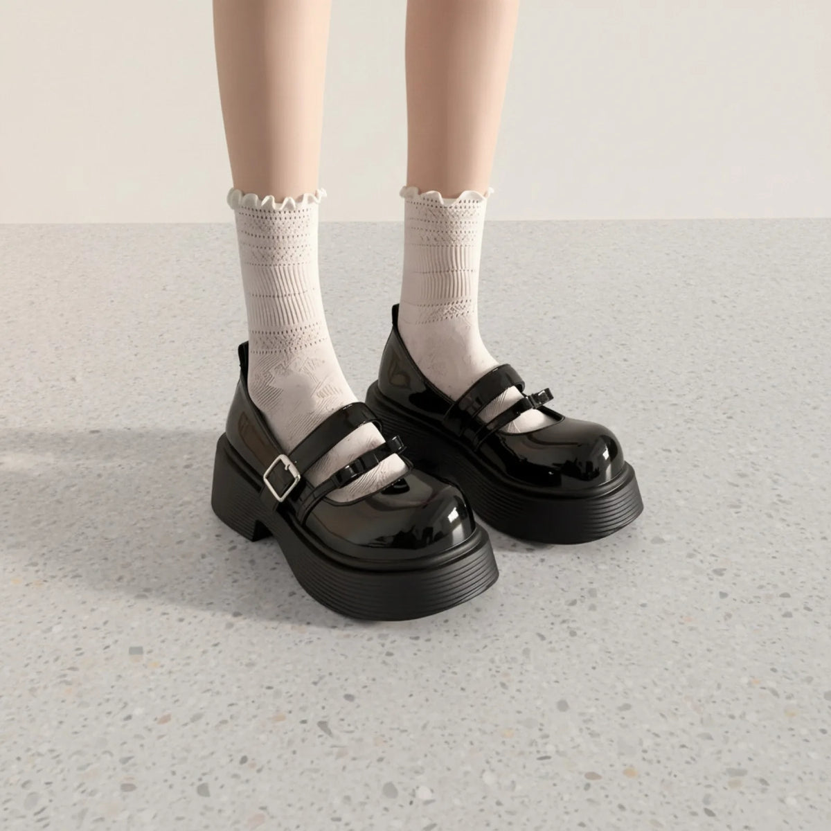 BrandX Mocassins plateforme double bride noir