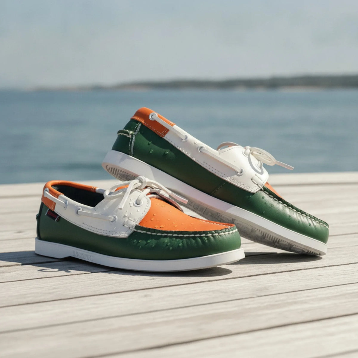 Nova Mocassins Bateau Homme Orange Tricolore