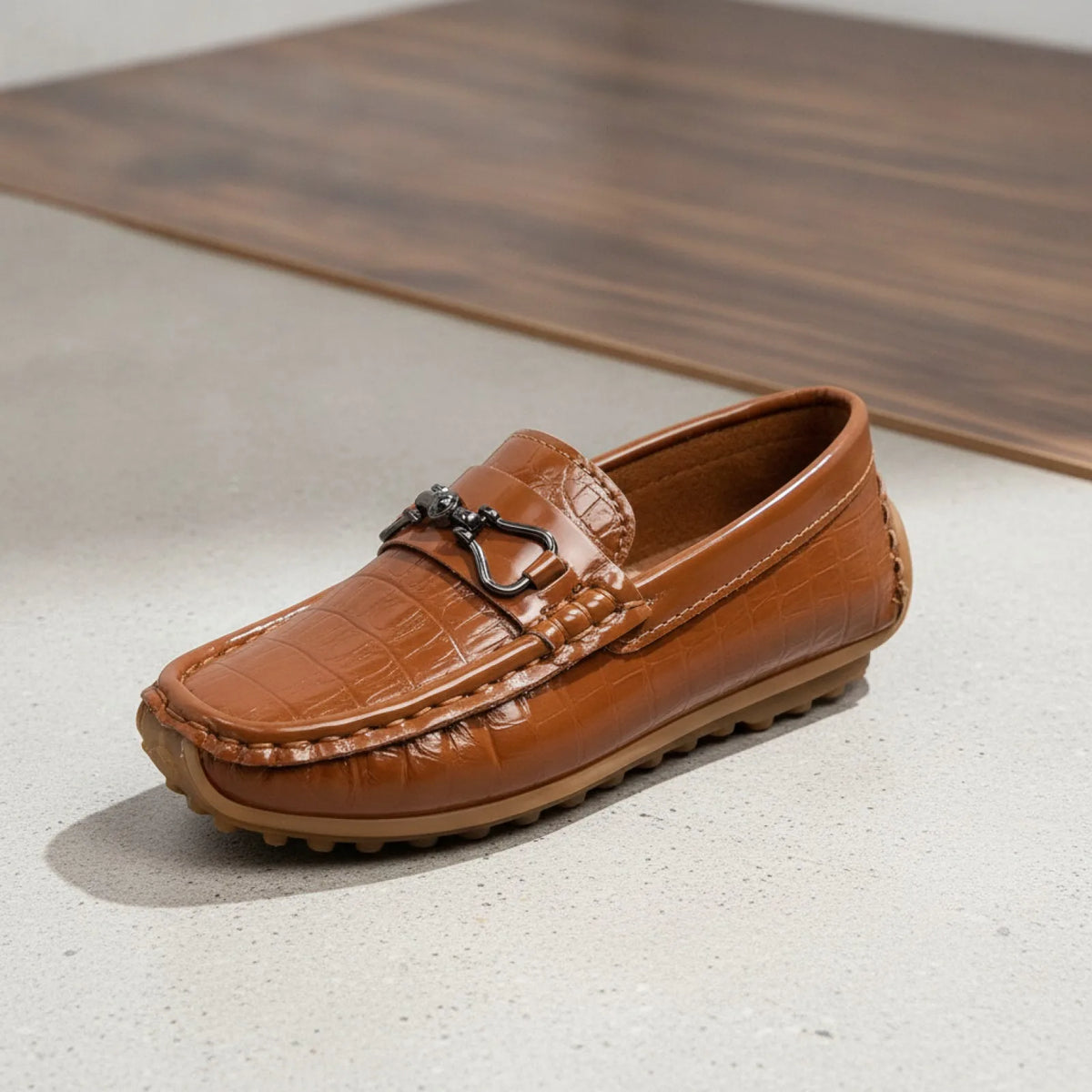 LuxeKids Mocassins Garçon Cuir Vernis Élégants