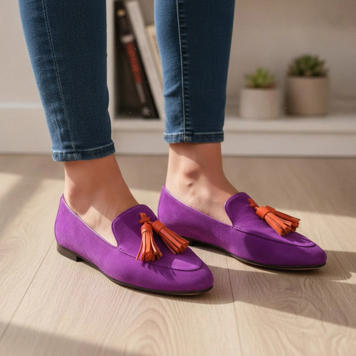 Mocassins Femme Colorés à Glands - Talons Plats Confort