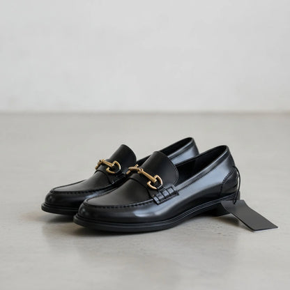 Mocassins Femme Végan Noir – Talon Carré Élégants