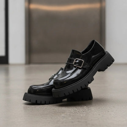 Élite Mocassins Homme Vernis Cuir Plateforme