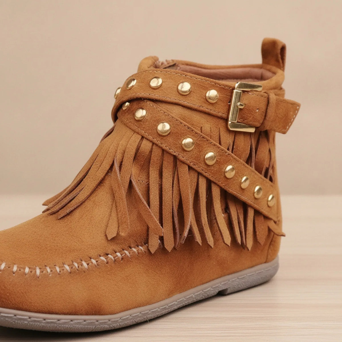 Bottines Indiennes Franges Boucles Cuir Végan™