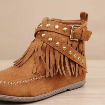 Bottines Indiennes Franges Boucles Cuir Végan™