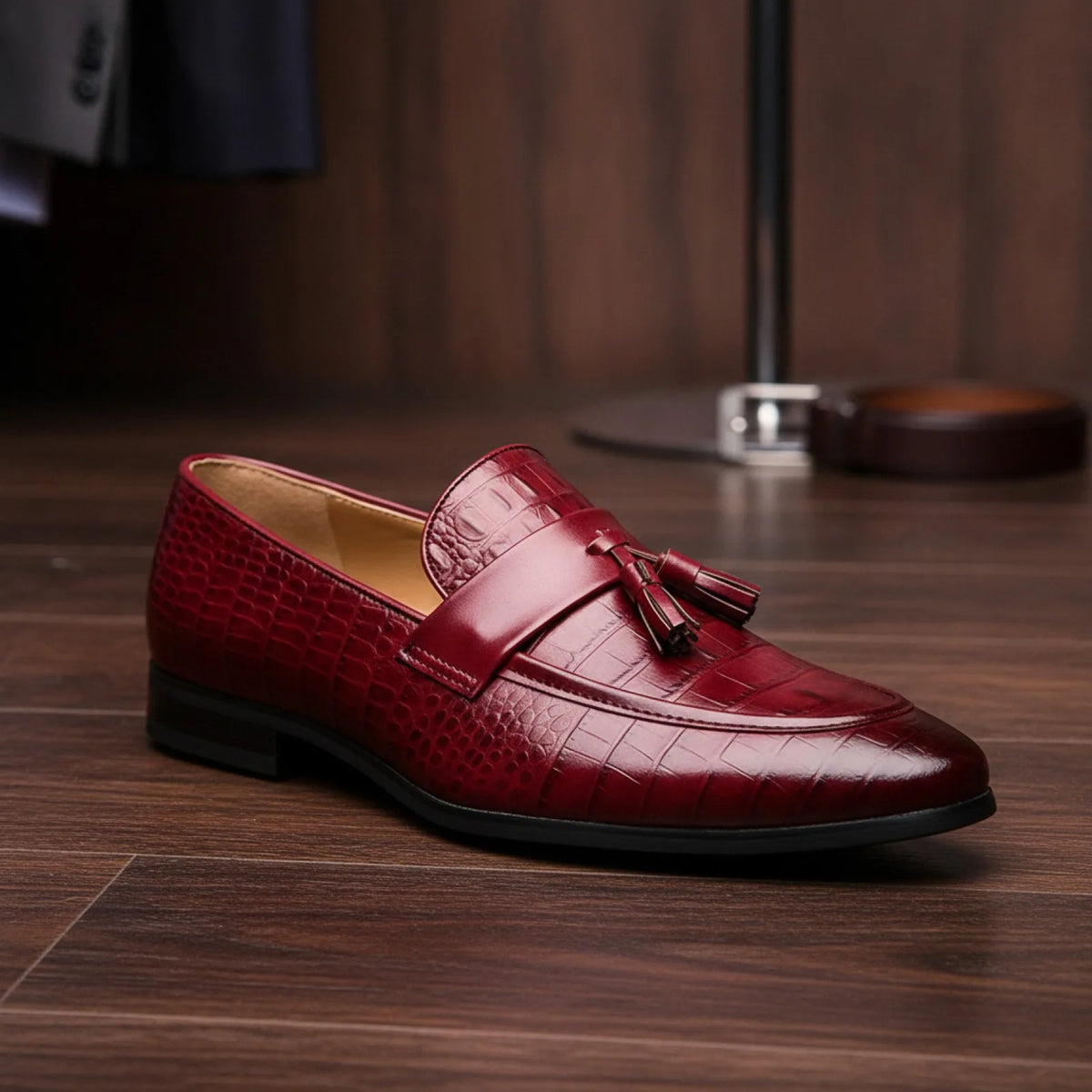 LX Mocassins Homme Style Crocodile à Glands Synthétiques