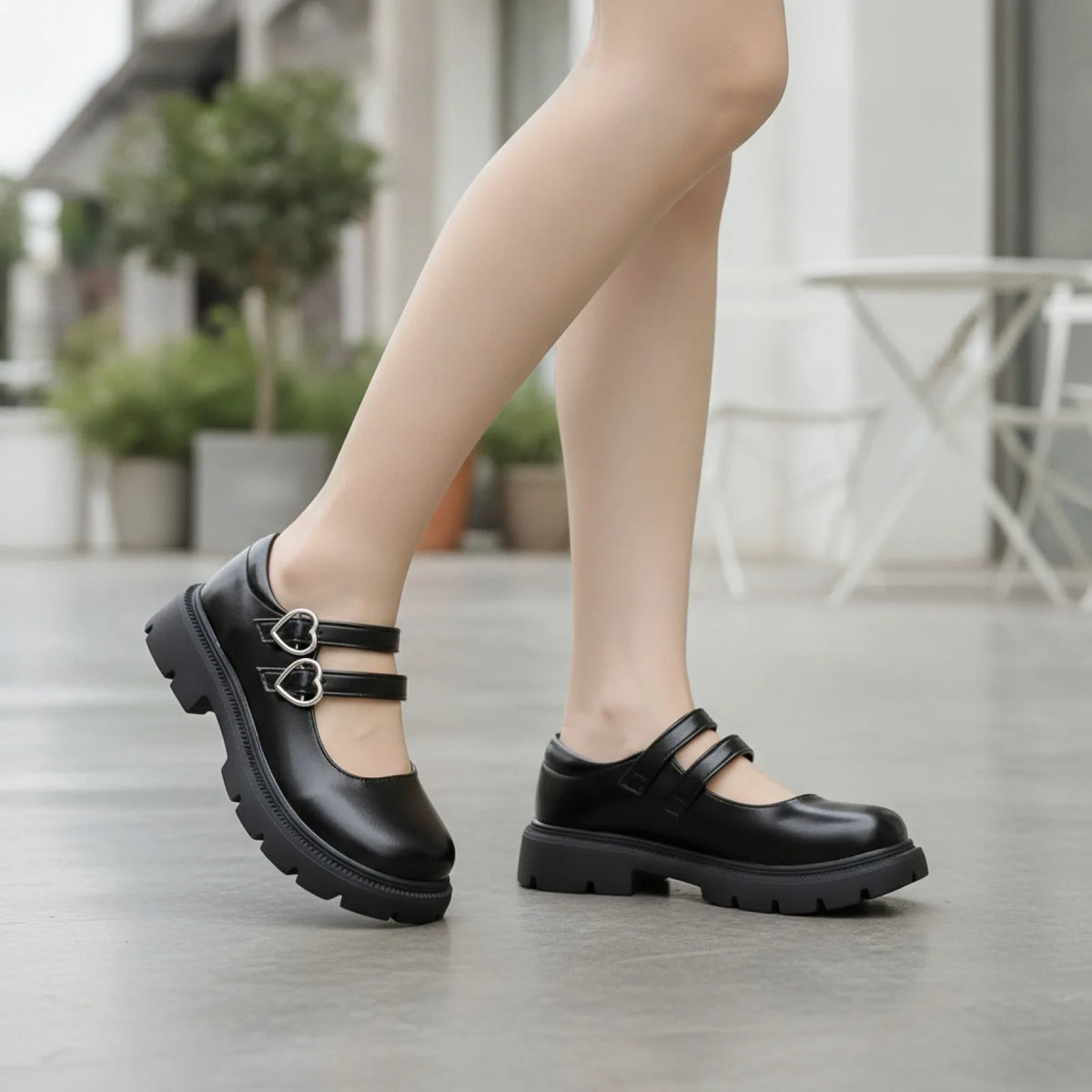 NovaX Mocassins Fille Brides Cœur Noirs Style Soigné
