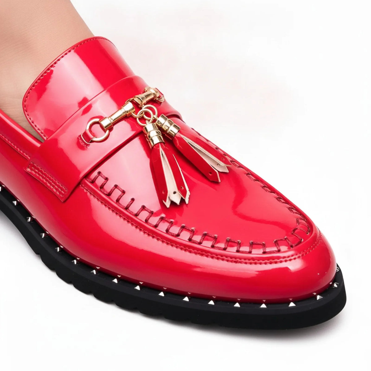 LX Mocassins Vernis à Glands et Boucle Dorée pour Homme