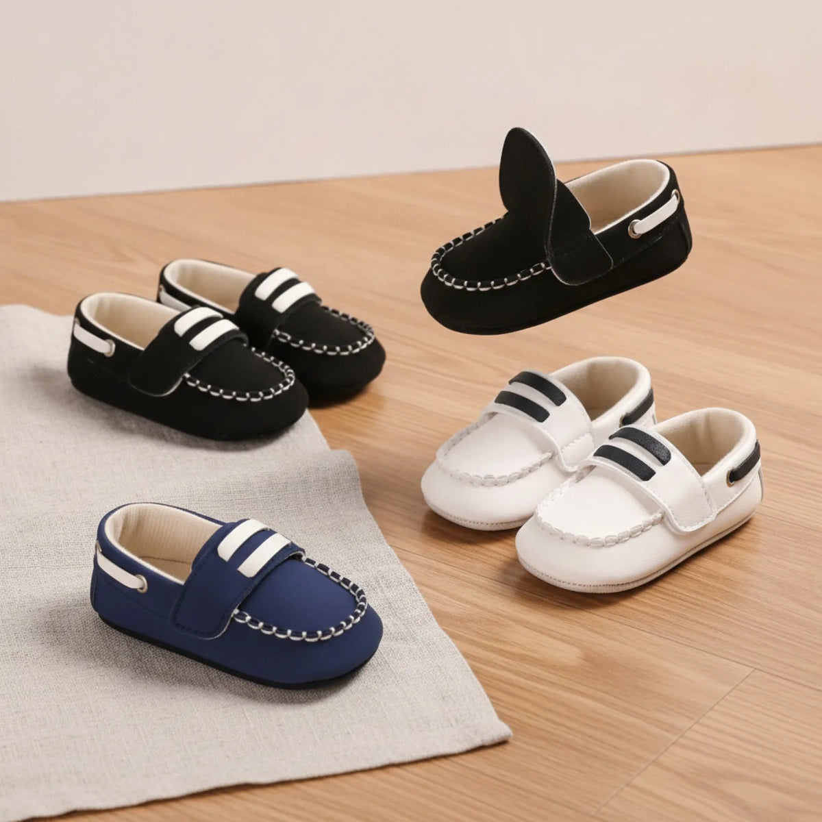 Luxe Mocassins Bébé Bateau Souples Velcro Élégants