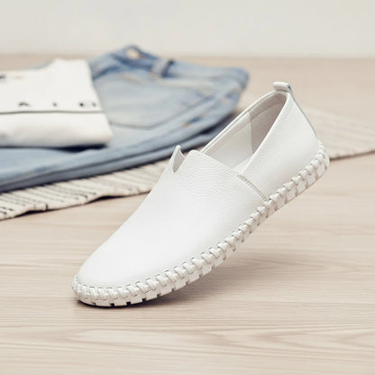 Nova Mocassins Homme Blancs Décontractés en Simili Cuir