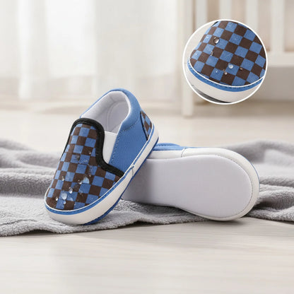 Mocassins Bébé Garçon Toile Damier Confort Bien Pensé