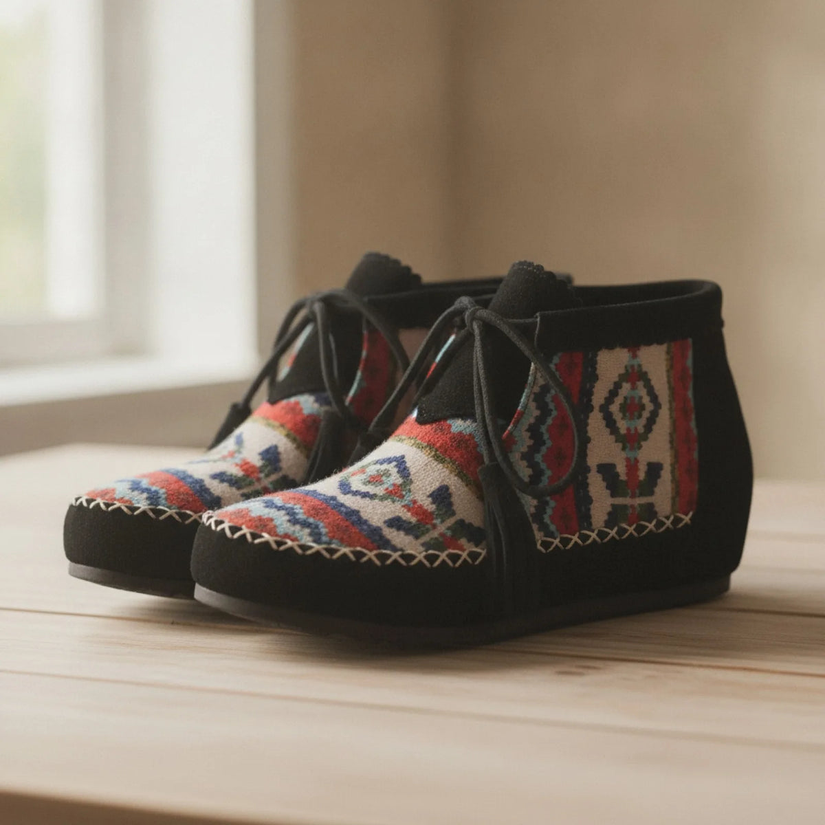 Mocassins Signature Style Amérindien à Motifs Ethniques
