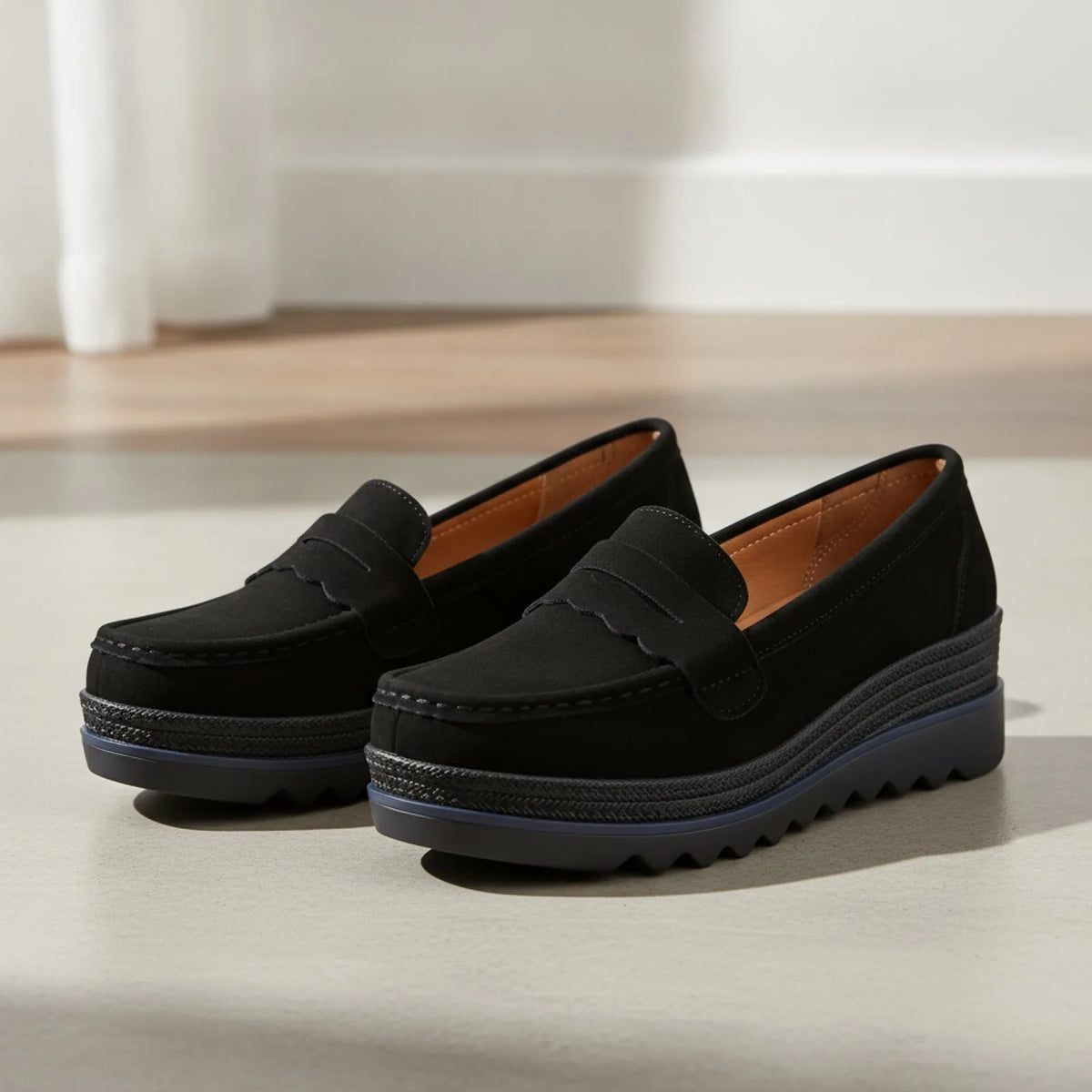 Nova Mocassins femme plateforme effet daim