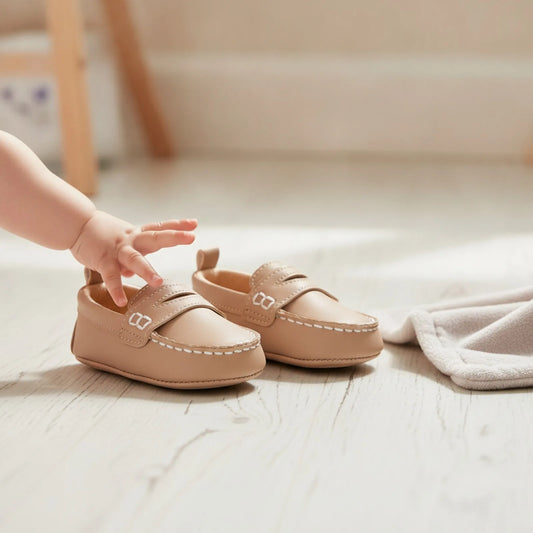 PetitLuxe Mocassins bébé fille cuir souple classiques