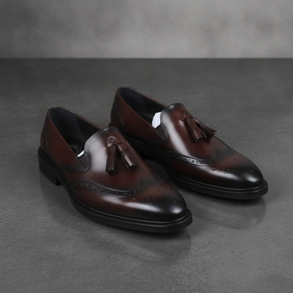 BrandX - Mocassins Homme Cuir Marron à Gland