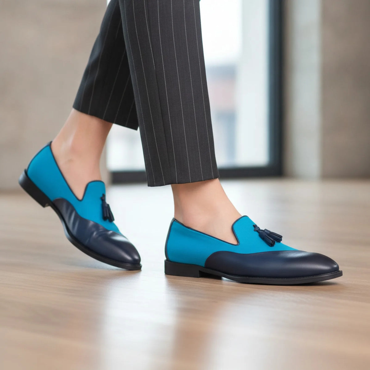 Mocassins Homme Bi-Matière à Glands Contrastés-Prestige